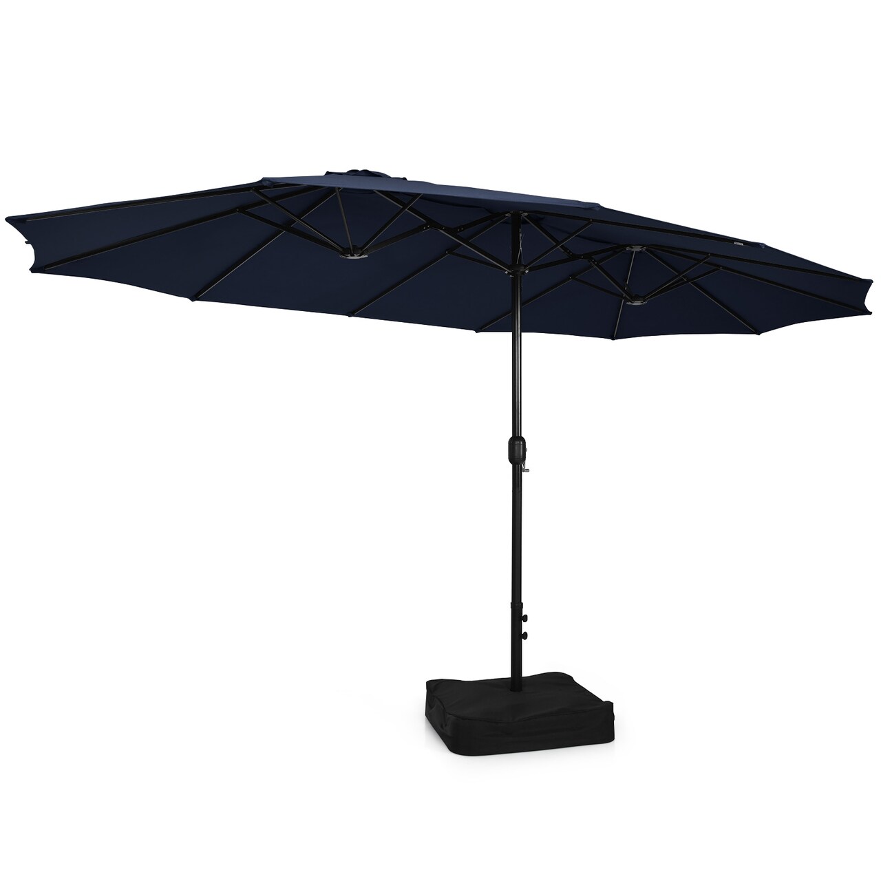 Large Outdoor 15 Feet Umbrella with Double Canopy and Air Vents Strong Metal Frame and Easy Crank